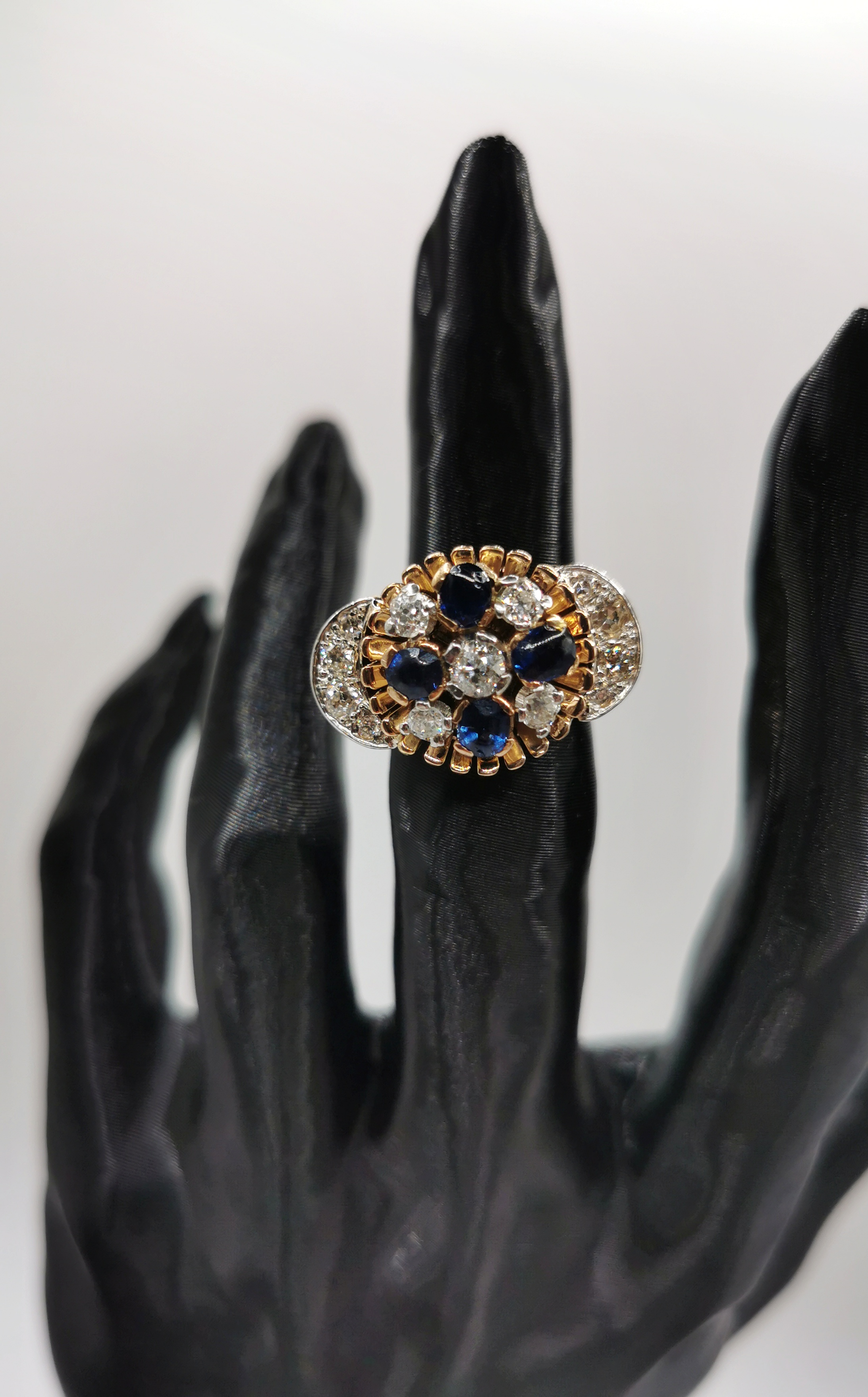 Rose & White Gold Diamond Sapphire Ring — Handcrafted Jewellery from Warsaw, Poland
