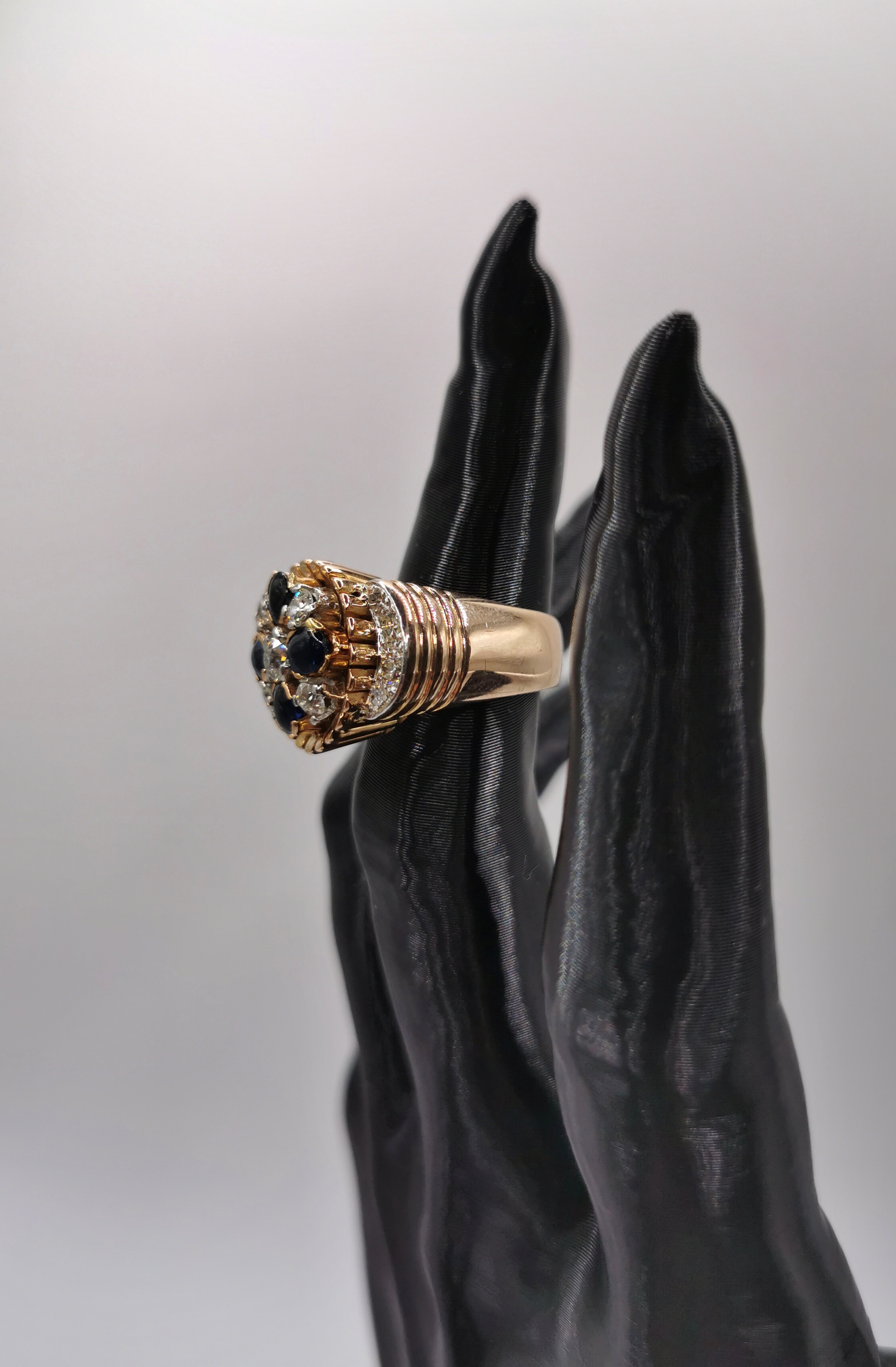 Rose & White Gold Diamond Sapphire Ring — Handcrafted Jewellery from Warsaw, Poland