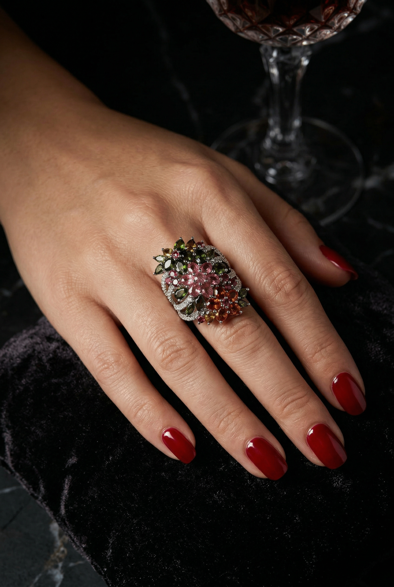 White Gold Tourmaline & Diamond Ring — Handcrafted Jewellery from Warsaw, Poland