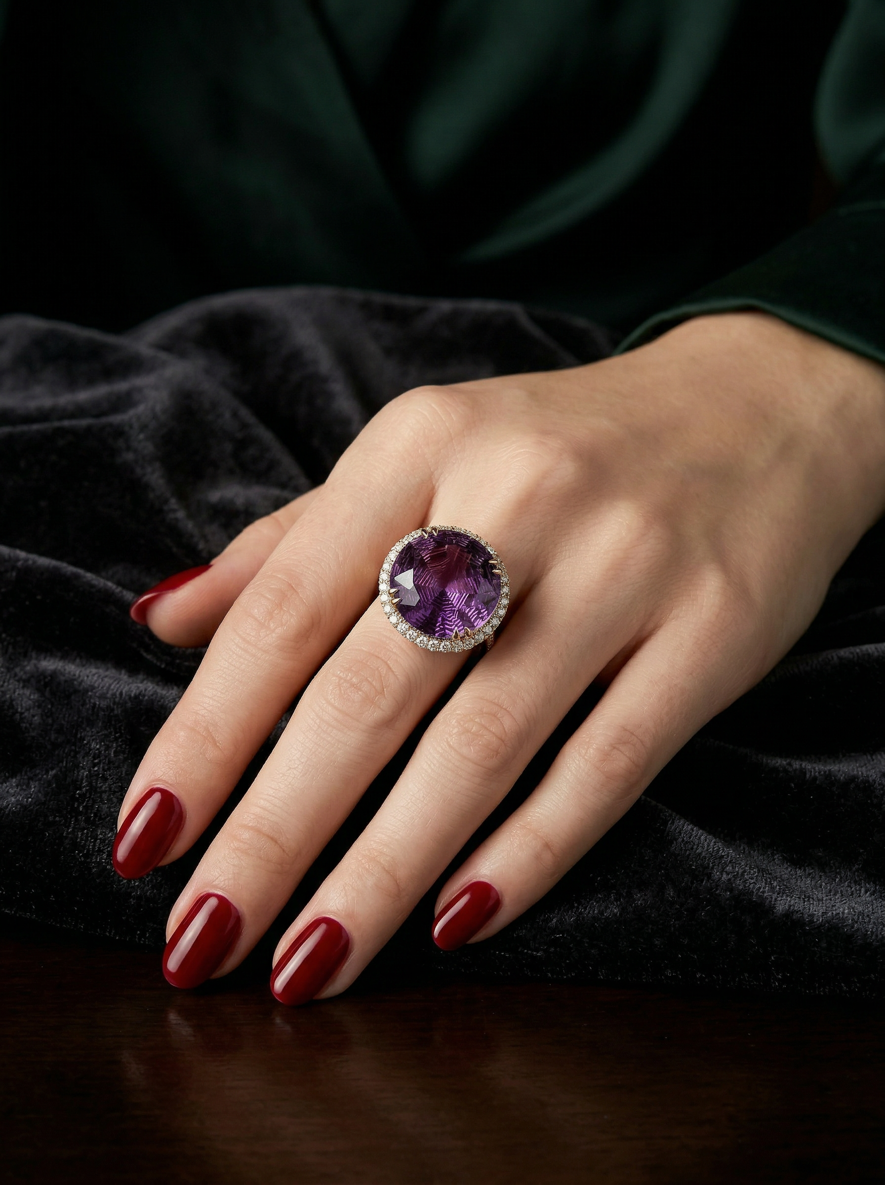 Amethyst & Diamond Ring — Handcrafted Jewellery from Warsaw, Poland