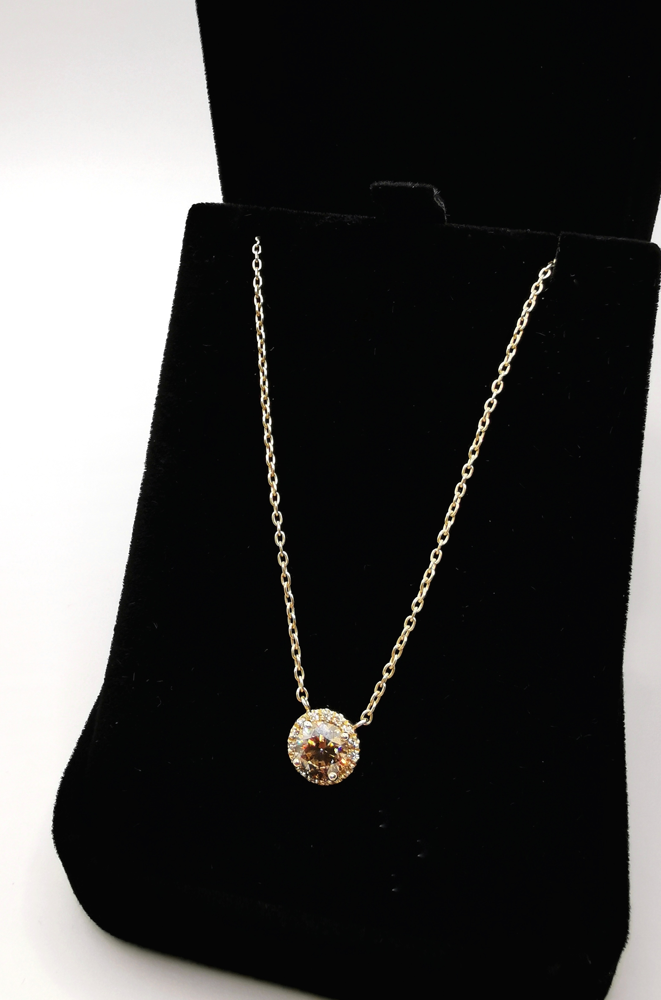 Yellow Gold Natural Colored Diamond Necklace — Handcrafted Jewellery from Warsaw, Poland