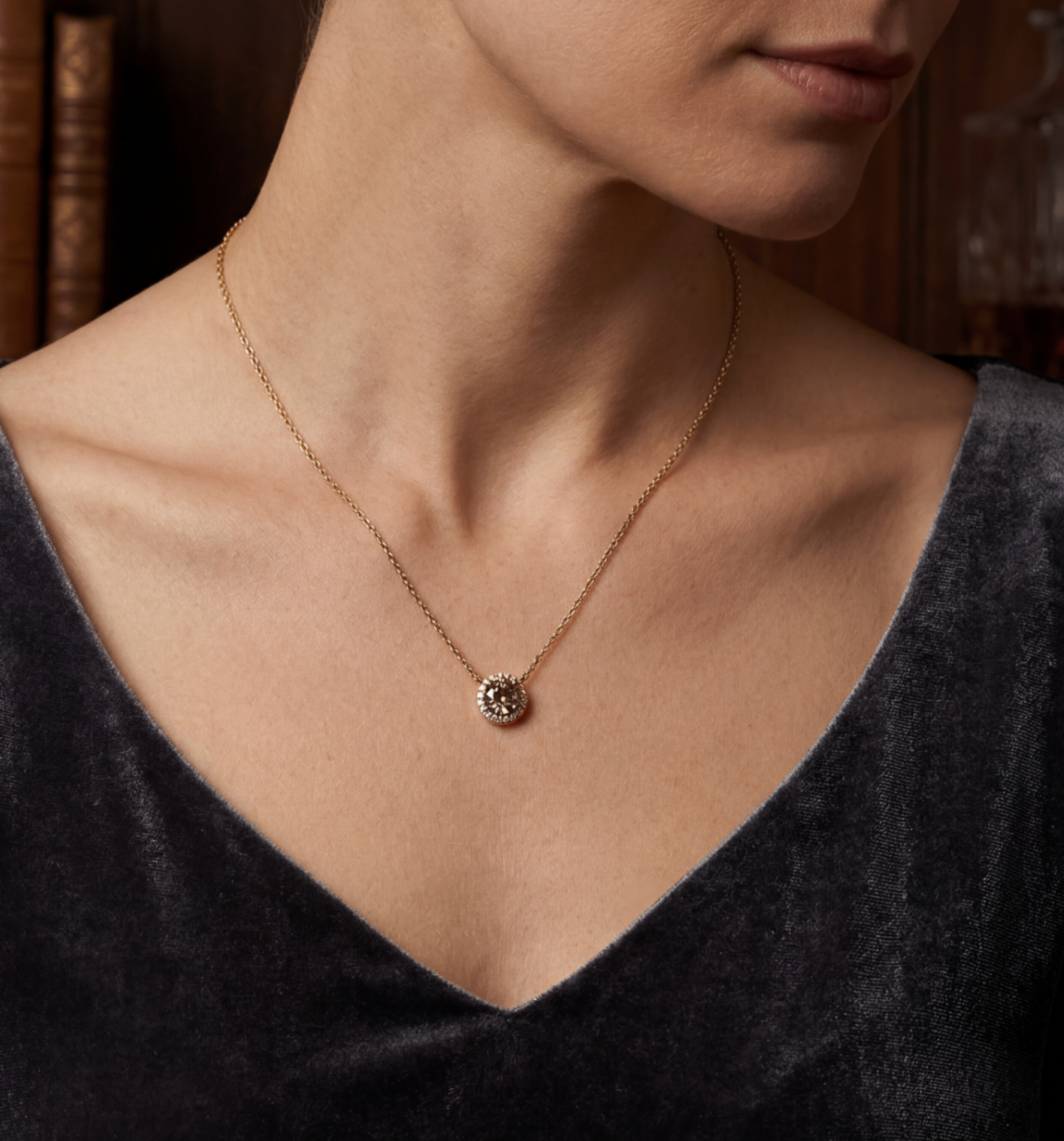 Yellow Gold Natural Colored Diamond Necklace — Handcrafted Jewellery from Warsaw, Poland